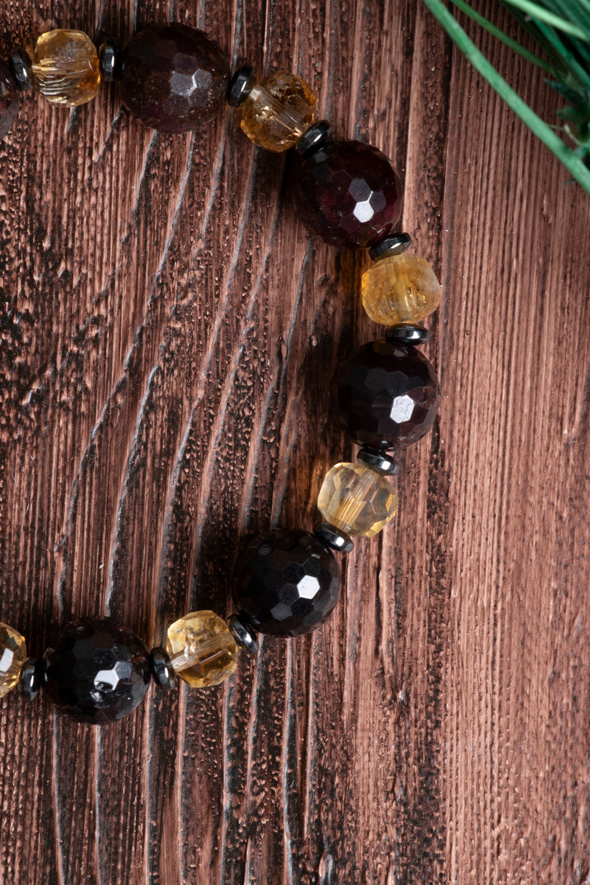 Image of Orijinal Sertifikalı Lal Granat (10mm)- Sitrin Fasetli (8mm) Rondel Kesim Doğal Taş Bileklik