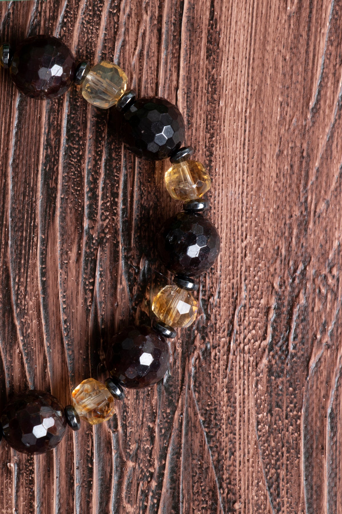 Image of Orijinal Sertifikalı Lal Granat (10mm)- Sitrin Fasetli (8mm) Rondel Kesim Doğal Taş Bileklik