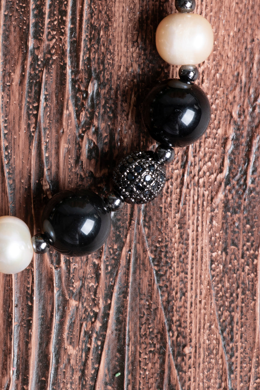 Orijinal Sertifikalı Obsidyen (10mm) İnci (8mm) Zirkon Aparatlı Doğal Taş Bileklik