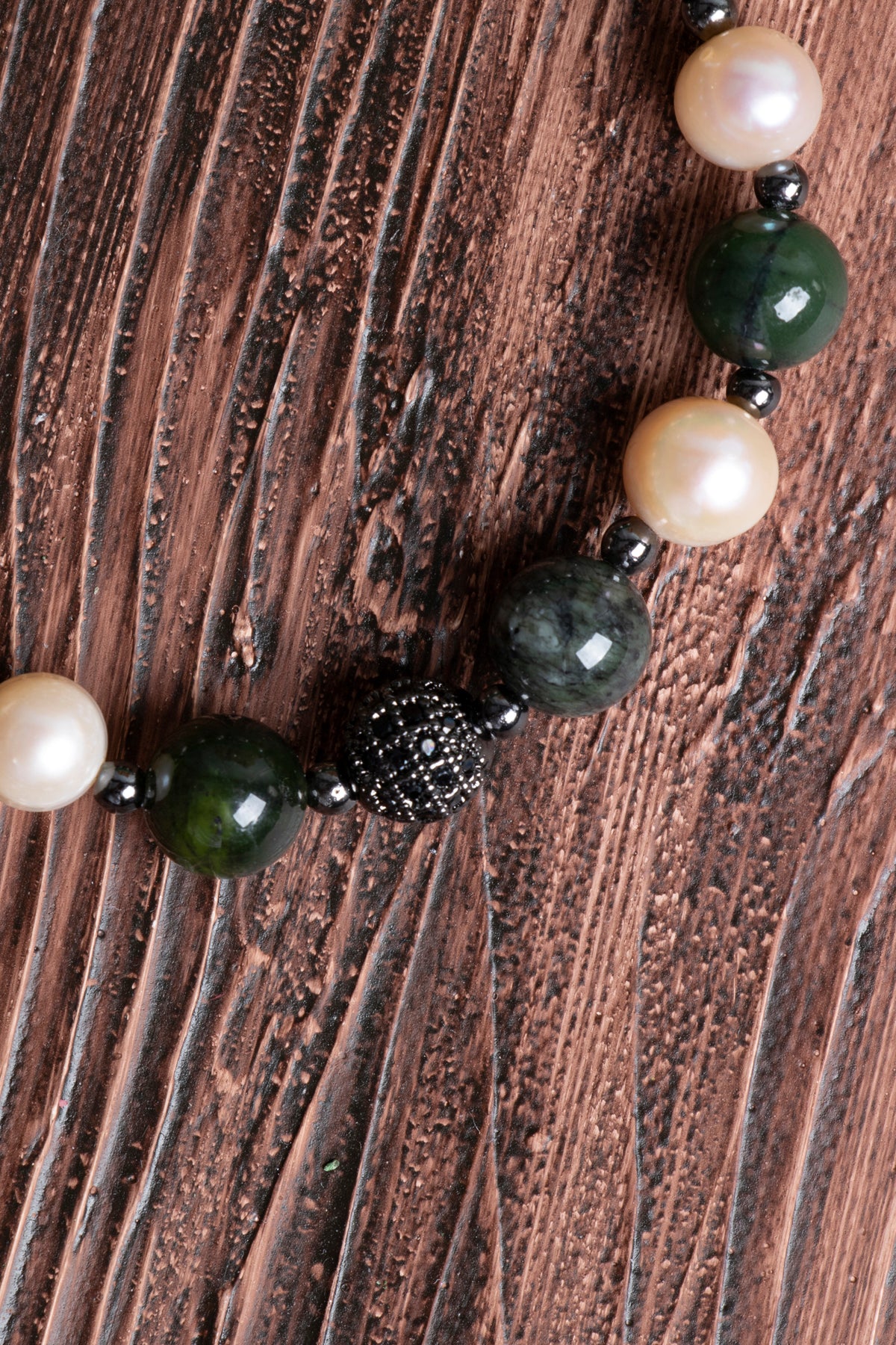 Image of Orijinal Sertifikalı İnci Kanada Yeşim Hematit Doğal Taş Bileklik