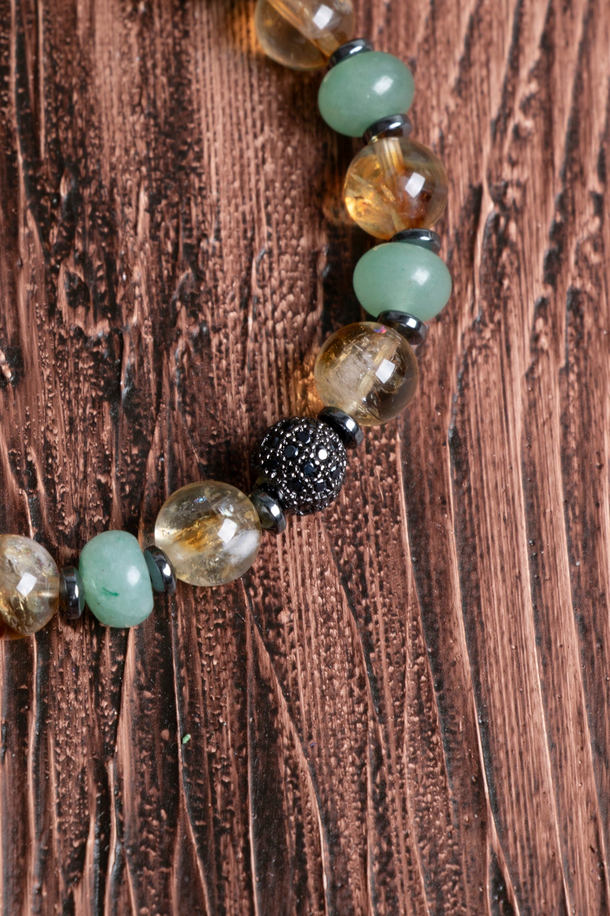 Image of Orijinal Sertifikalı Sitrin Aventurin Hematit Zirkon Aparatlı Doğal Taş Bileklik