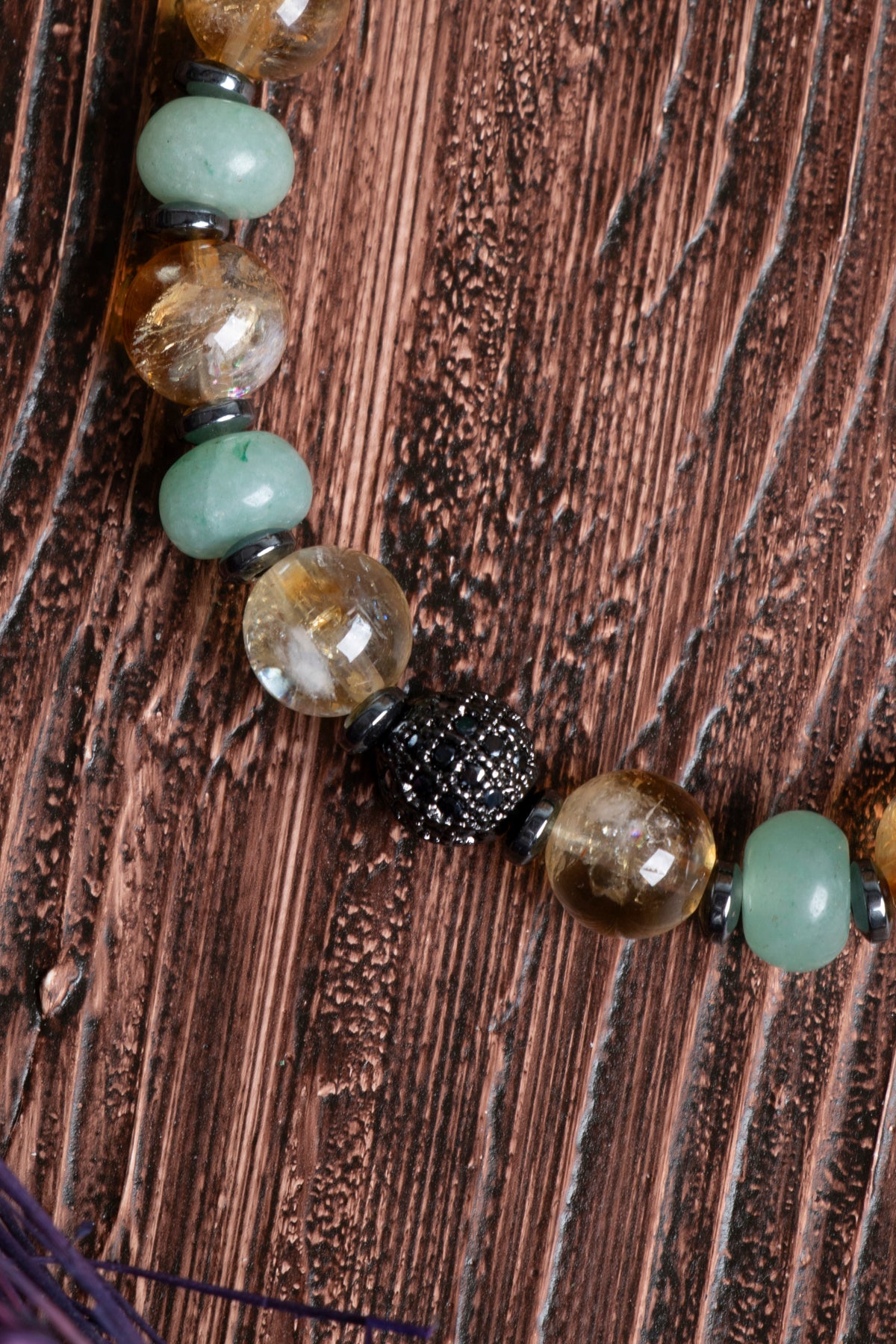 Image of Orijinal Sertifikalı Sitrin Aventurin Hematit Zirkon Aparatlı Doğal Taş Bileklik