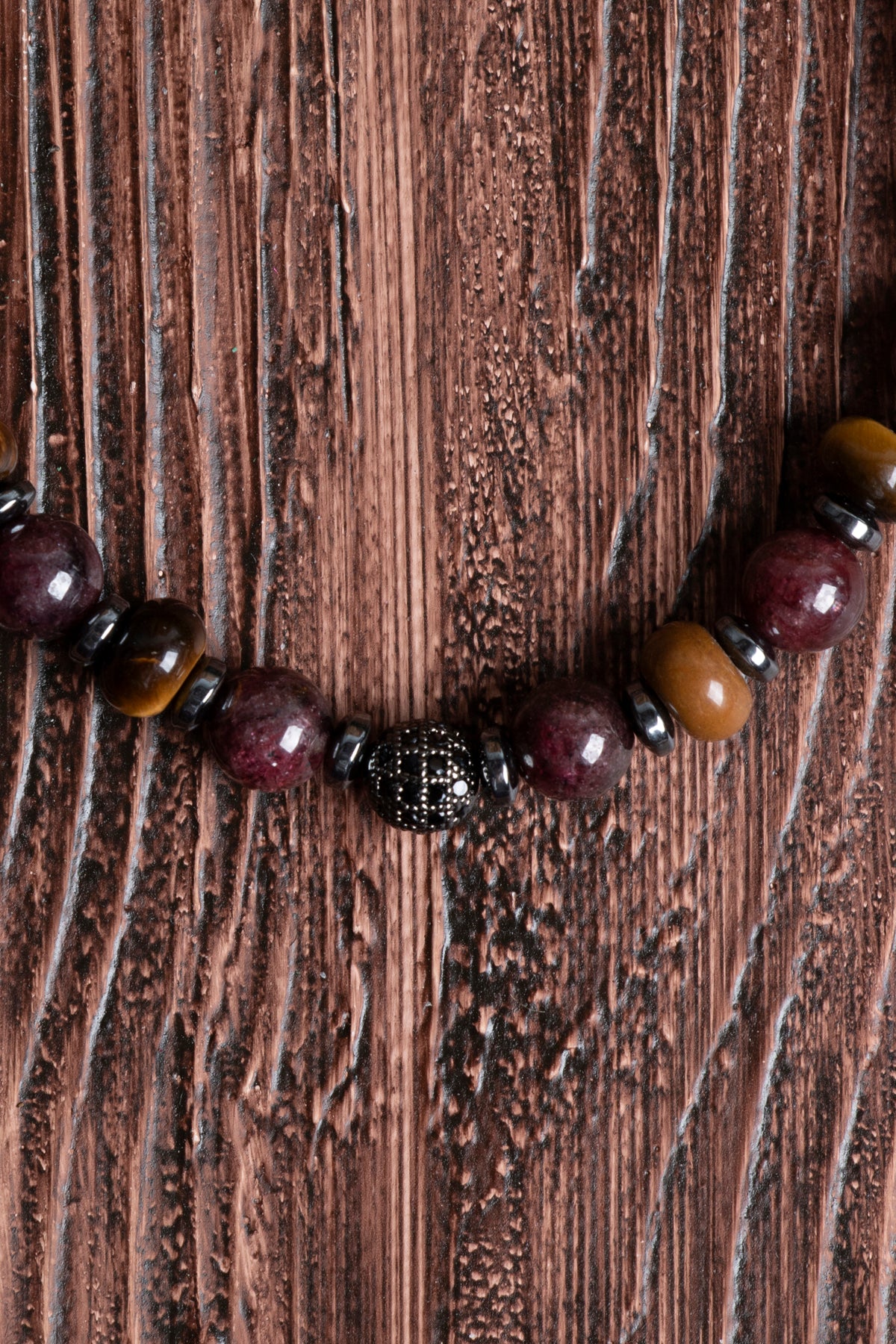 Image of Orijinal Sertifikalı Lal Kaplan Gözü Hematit Doğal Taş Bileklik