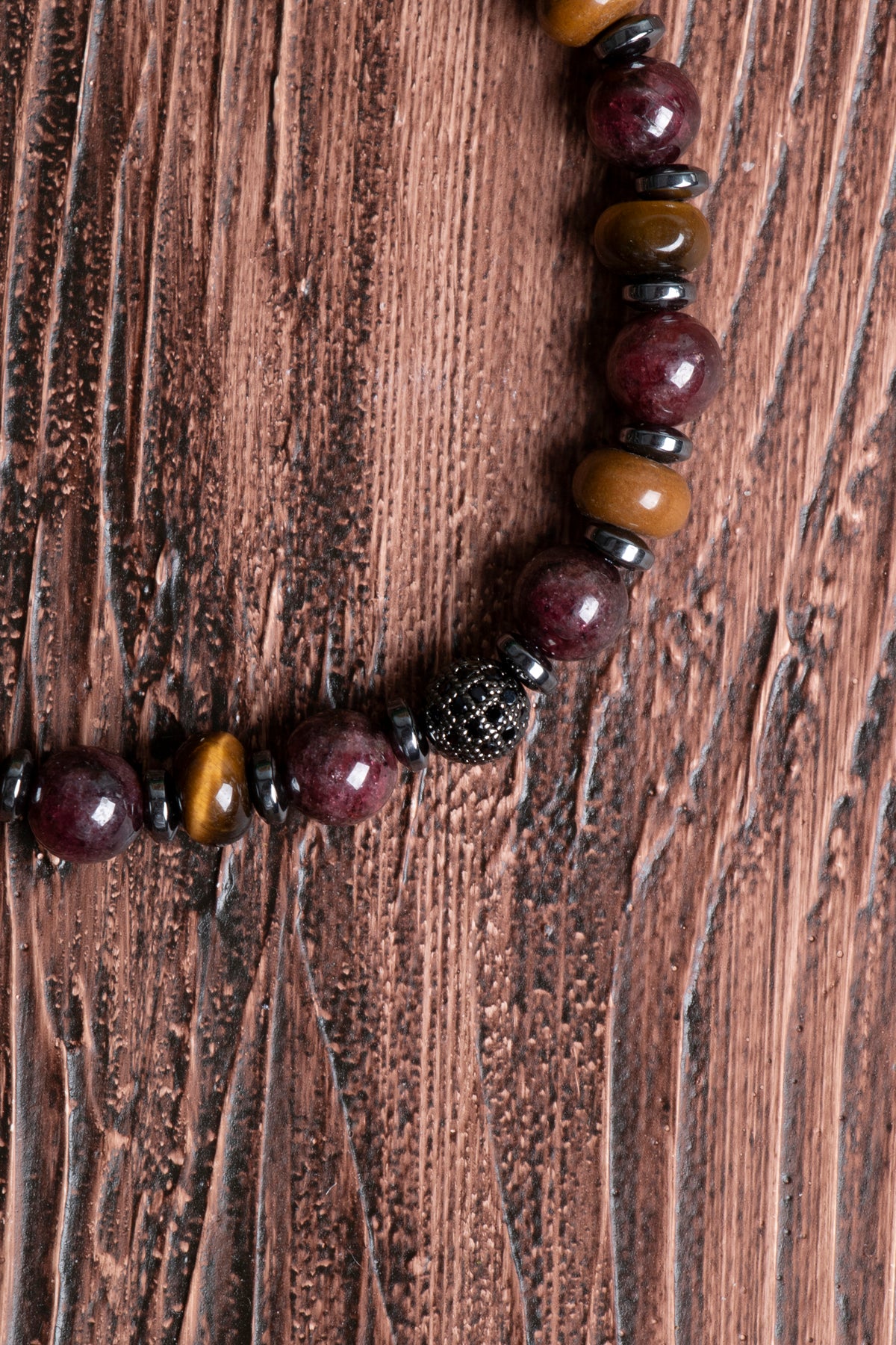 Image of Orijinal Sertifikalı Lal Kaplan Gözü Hematit Doğal Taş Bileklik