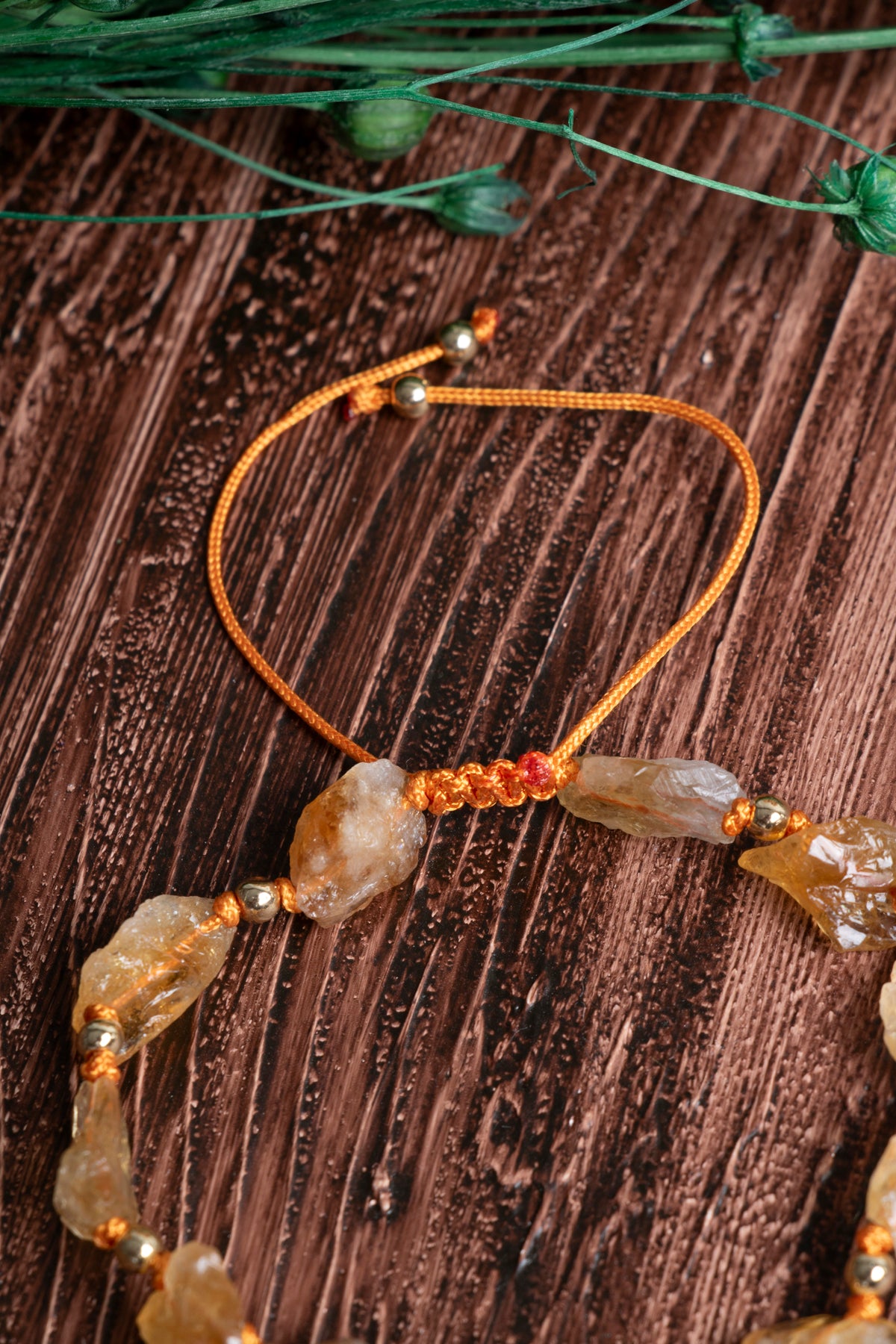 Image of Orijinal Sertifikalı Sitrin Hematit Naturel Parçalar Doğal Taş Makrome Bileklik