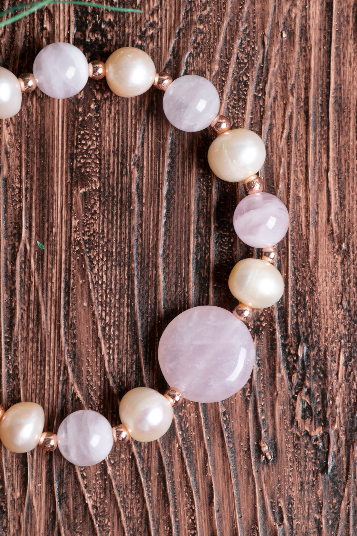 Image of Orijinal Sertifikalı İnci - Pembe Kuvars Hematit 8mm Doğal Taş Bileklik