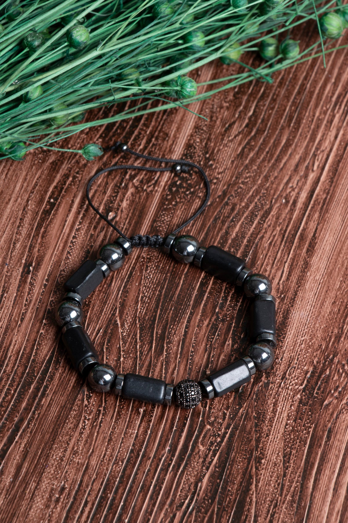 Image of Orijinal Shungit Hematit Zirkon Aparatlı Makrome Her Bileğe Uygun (16-23cm) Doğal Taş Bileklik