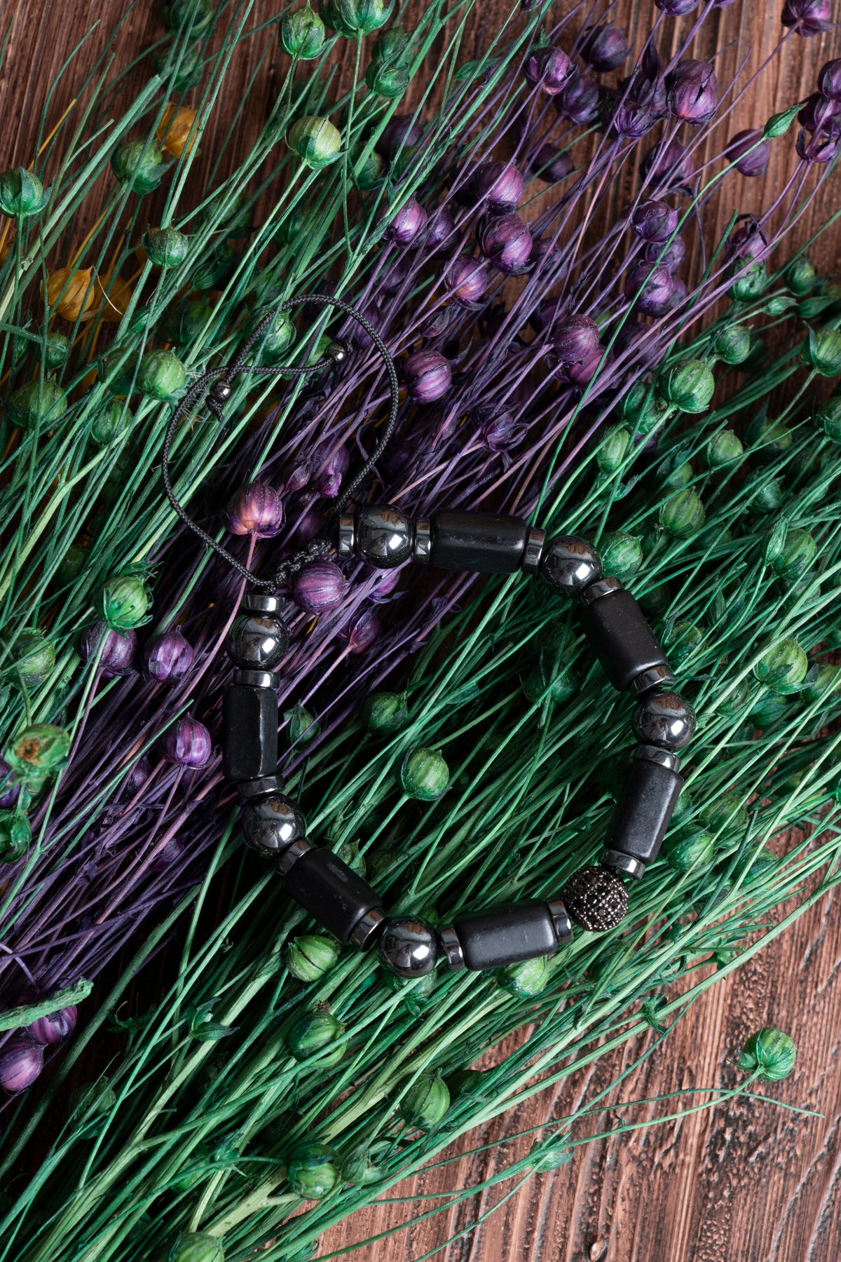 Image of Orijinal Shungit Hematit Zirkon Aparatlı Makrome Her Bileğe Uygun (16-23cm) Doğal Taş Bileklik