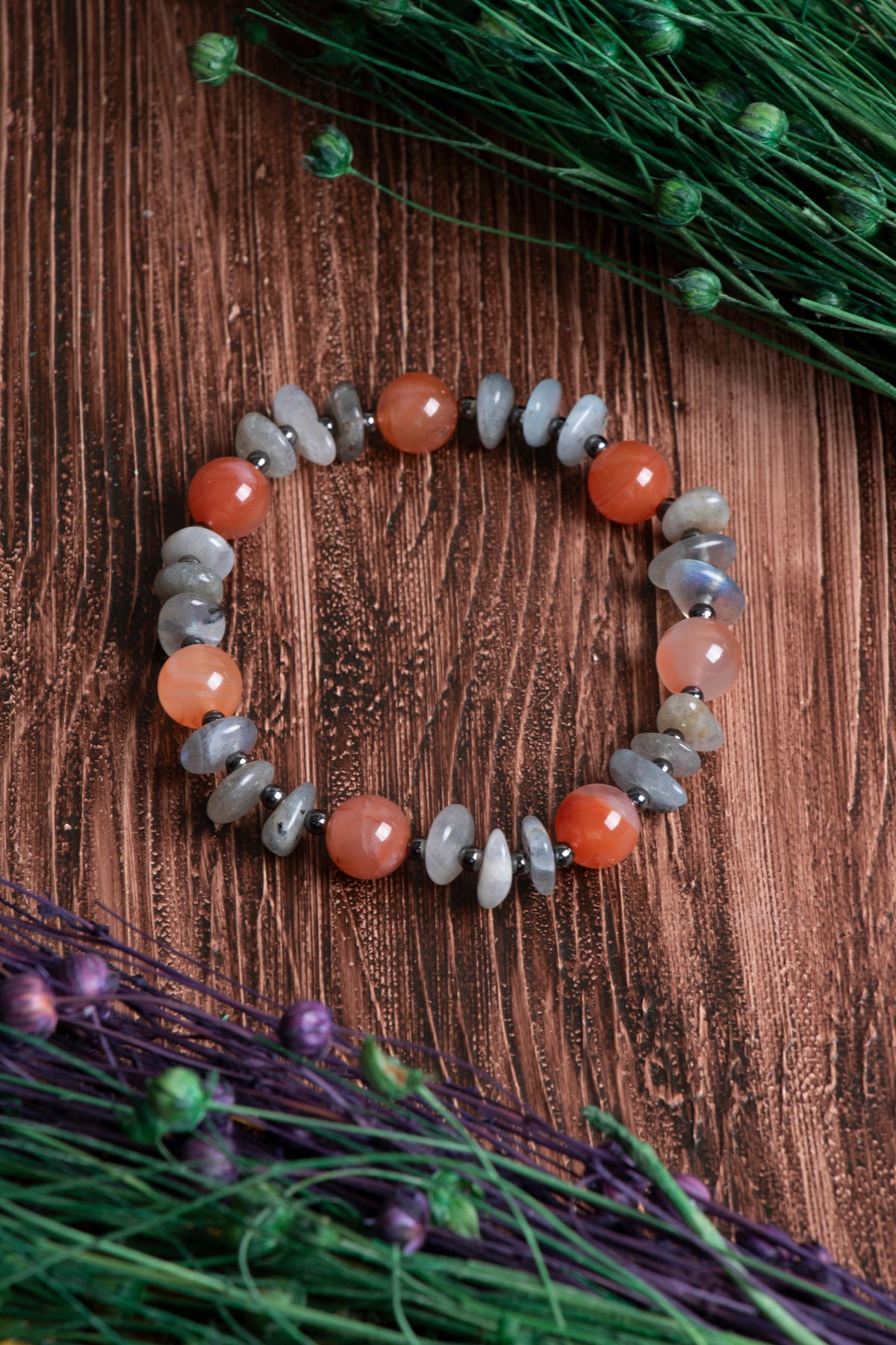 Image of Orijinal Sertifikalı Yemen Akiği (10 mm) Labrodorit Doğal Taş Bileklik