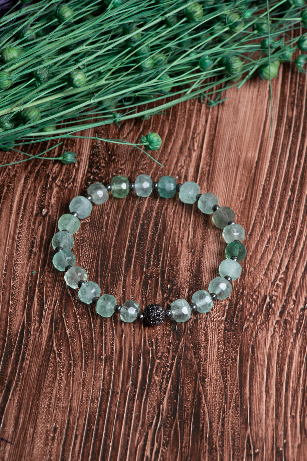 Image of Orijinal Sertifikalı Florit Fasetli Rondel (8 mm) Hematit Doğal Taş Bileklik