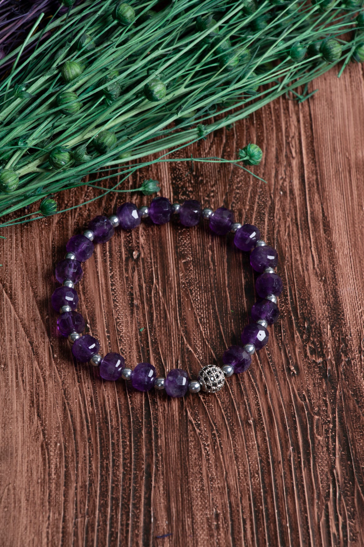 Image of Orijinal Sertifikalı Ametist fasetli 8 mm Doğal Taş Bileklik