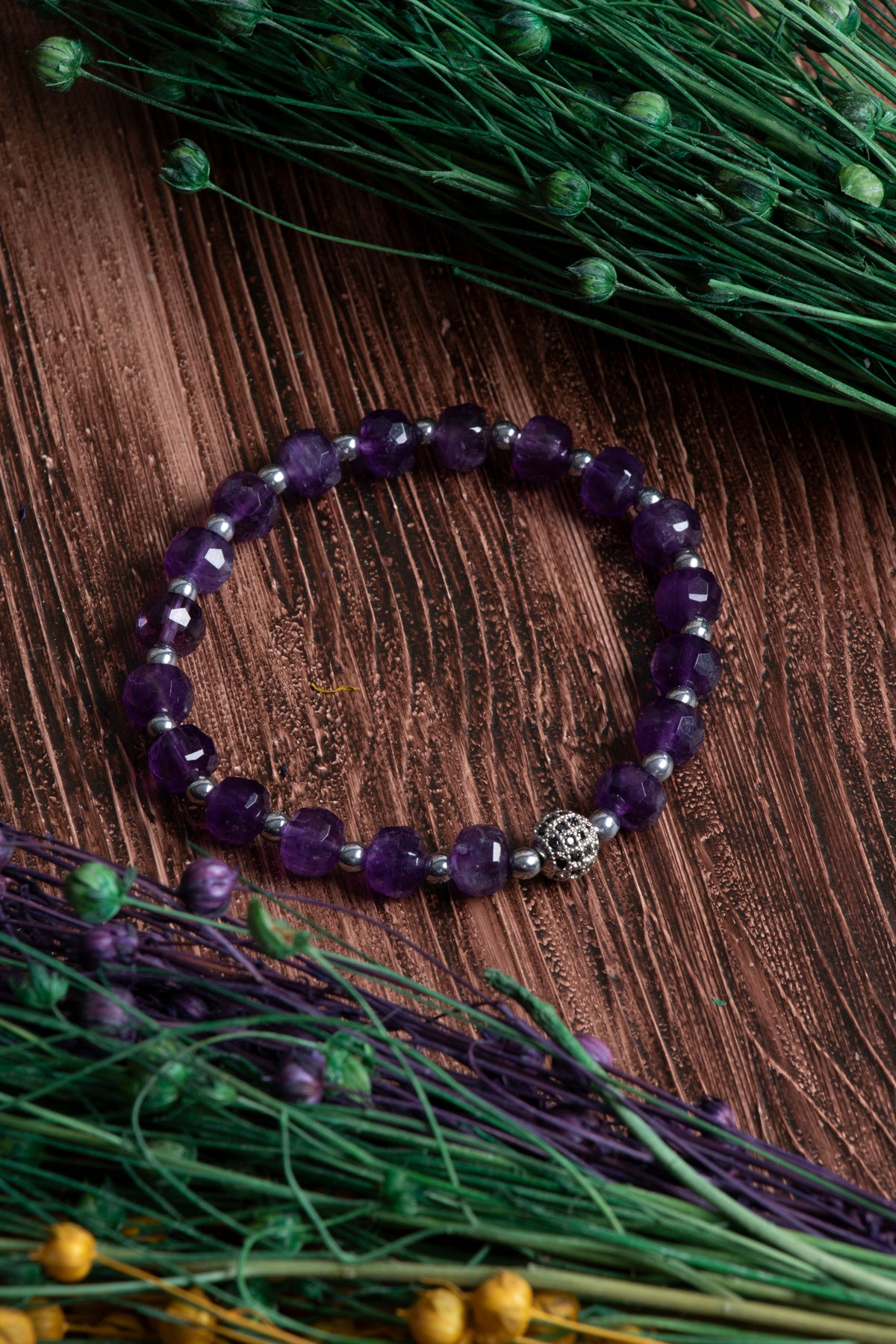 Image of Orijinal Sertifikalı Ametist fasetli 8 mm Doğal Taş Bileklik