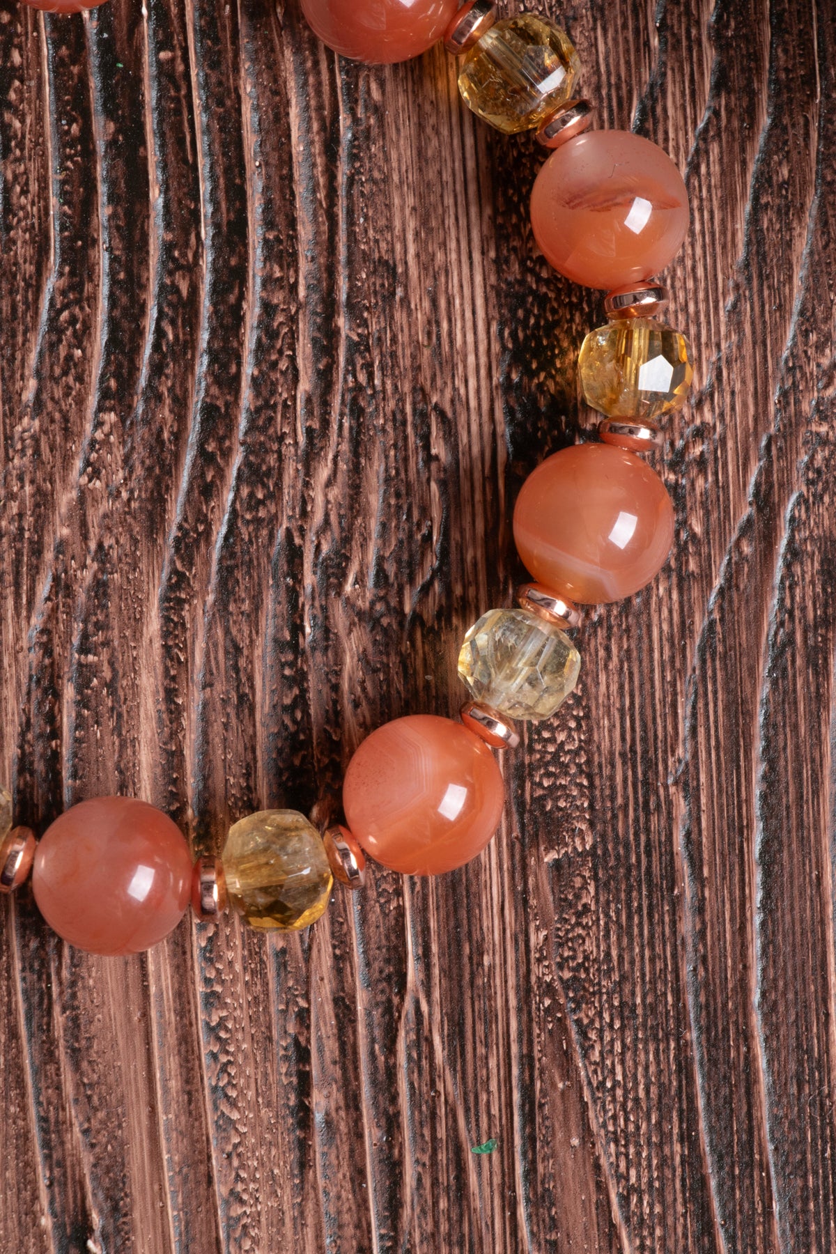 Image of Sertifikalı Yemen Akiği Rondel Fasetli Sitrin Doğal Taş Bileklik (Yemen Akiği 10 mm Sitrin 8 mm)