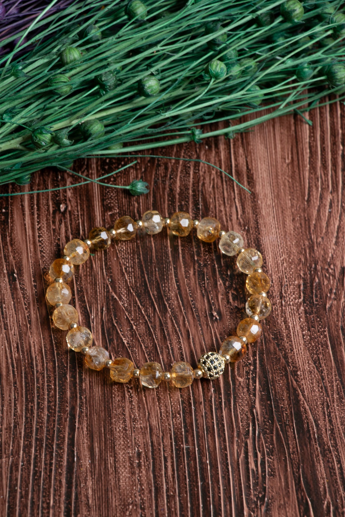 Image of Orijinal Sertifikalı Fasetli Sitrin 8 mm Rondel Doğal Taş Bileklik