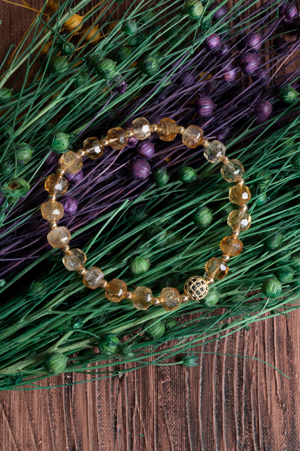 Image of Orijinal Sertifikalı Fasetli Sitrin 8 mm Rondel Doğal Taş Bileklik