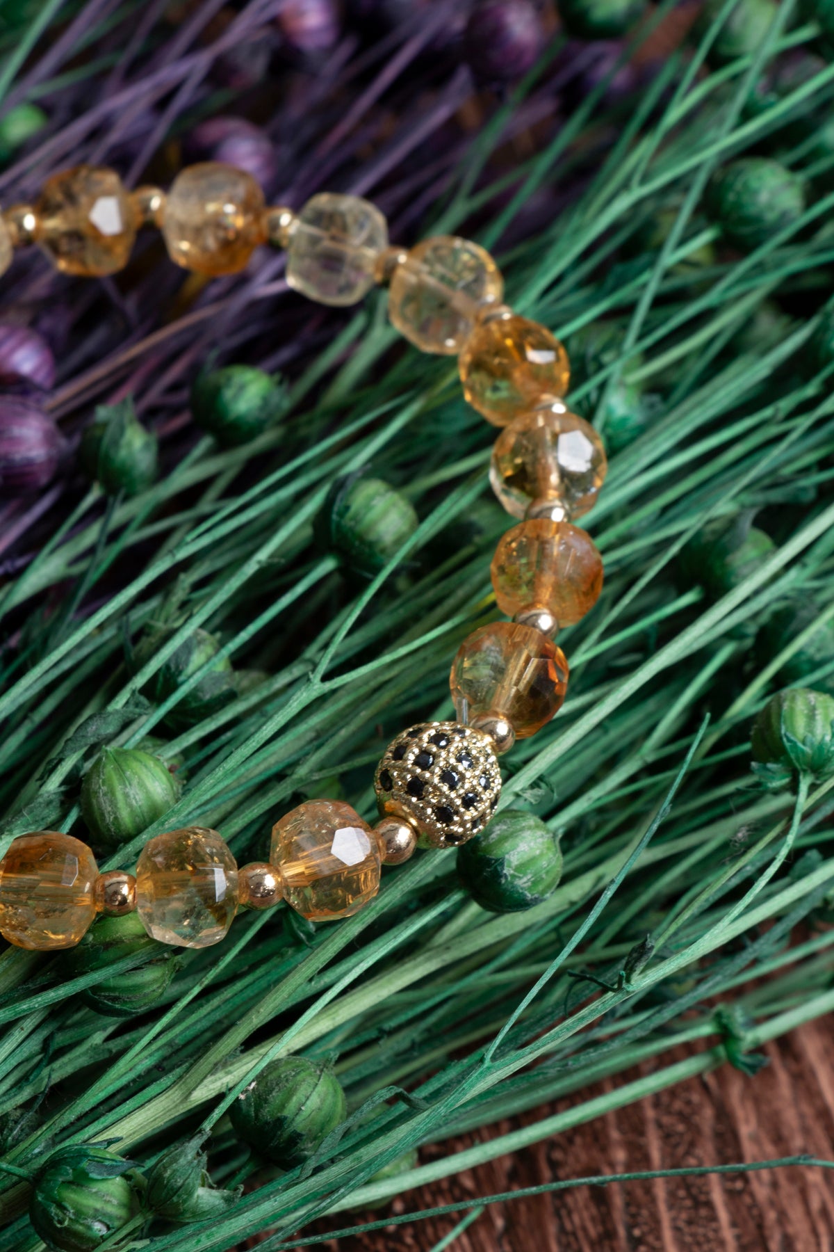 Image of Orijinal Sertifikalı Fasetli Sitrin 8 mm Rondel Doğal Taş Bileklik