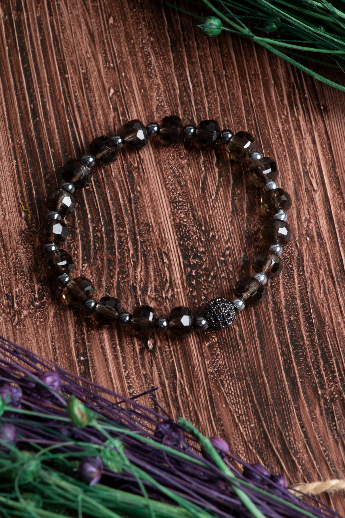 Image of Dumanlı Kuvars Fasetli 8 mm Rondel Doğal Taş Misinalı Bileklik