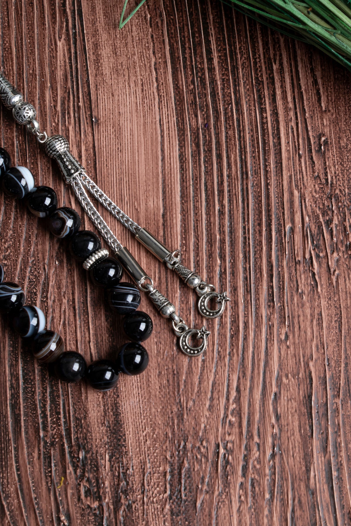 Image of Orijinal Sertifikalı Siyah Göz Akik Doğal Taş Tespih (8 mm)