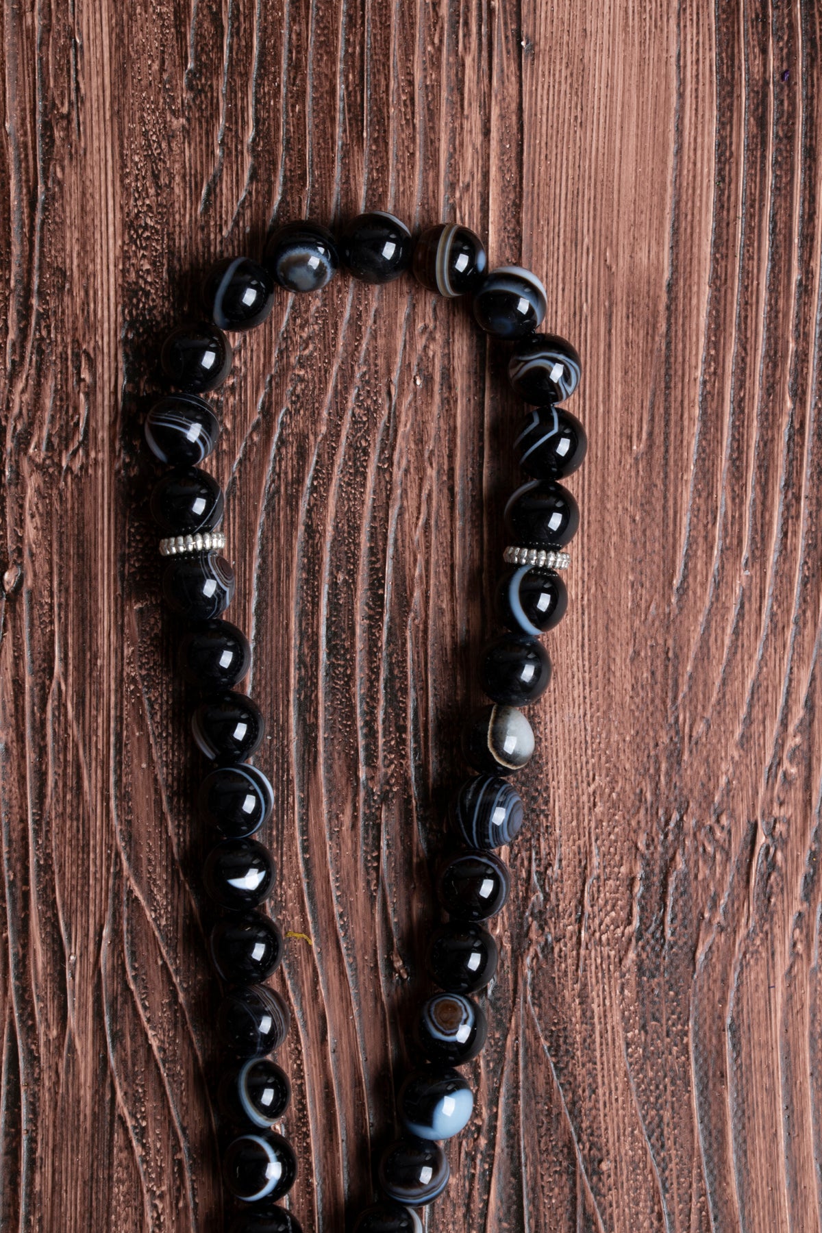 Image of Orijinal Sertifikalı Siyah Göz Akik Doğal Taş Tespih (8 mm)