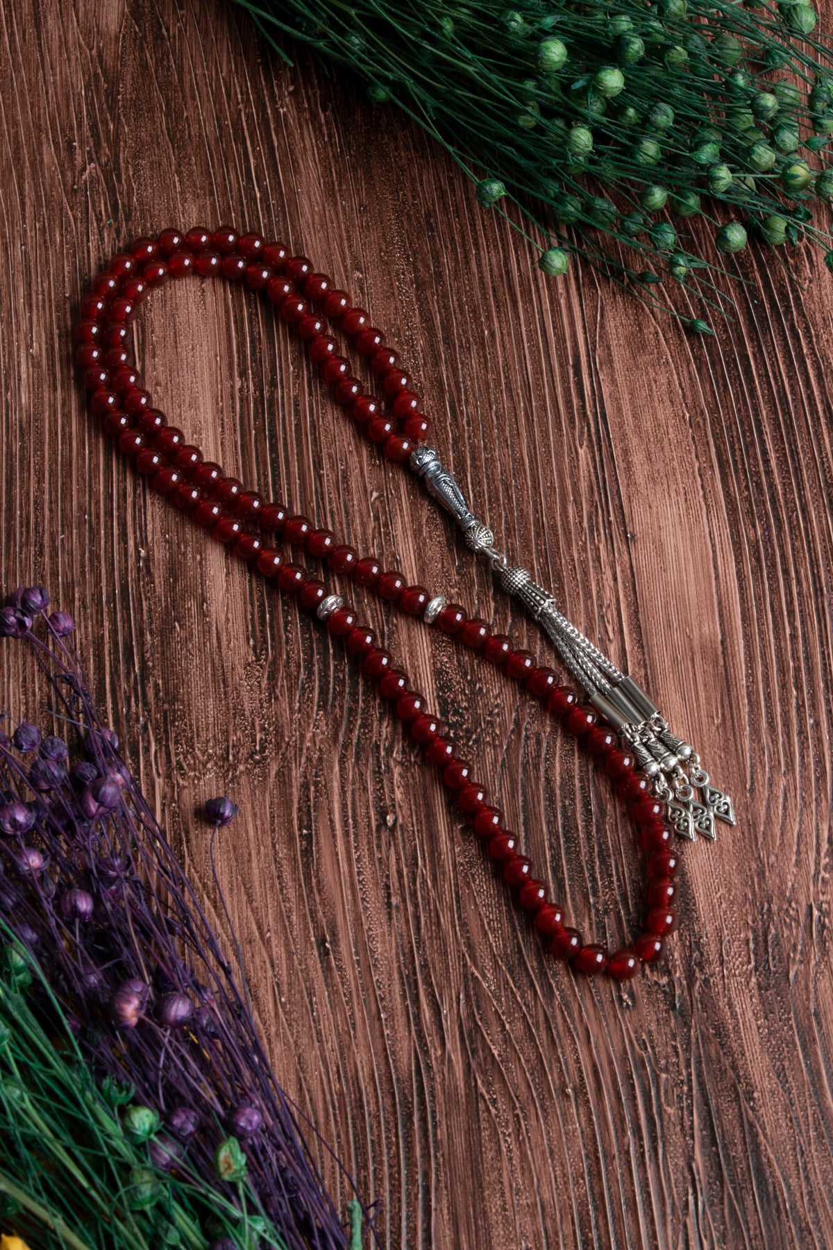 Image of Orijinal Sertifikalı Kırmızı Akik 99'luk Tespih (6 mm)