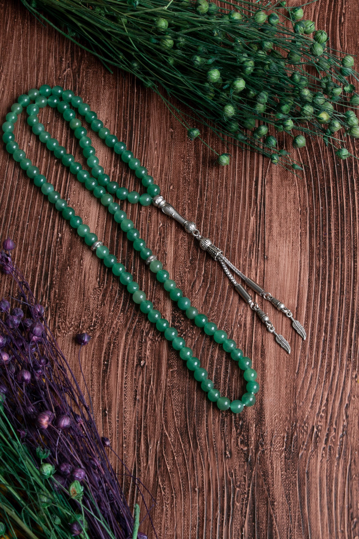 Image of Orijinal Sertifikalı Aventurin Doğal Taş 9' luk Tespih (6 mm)