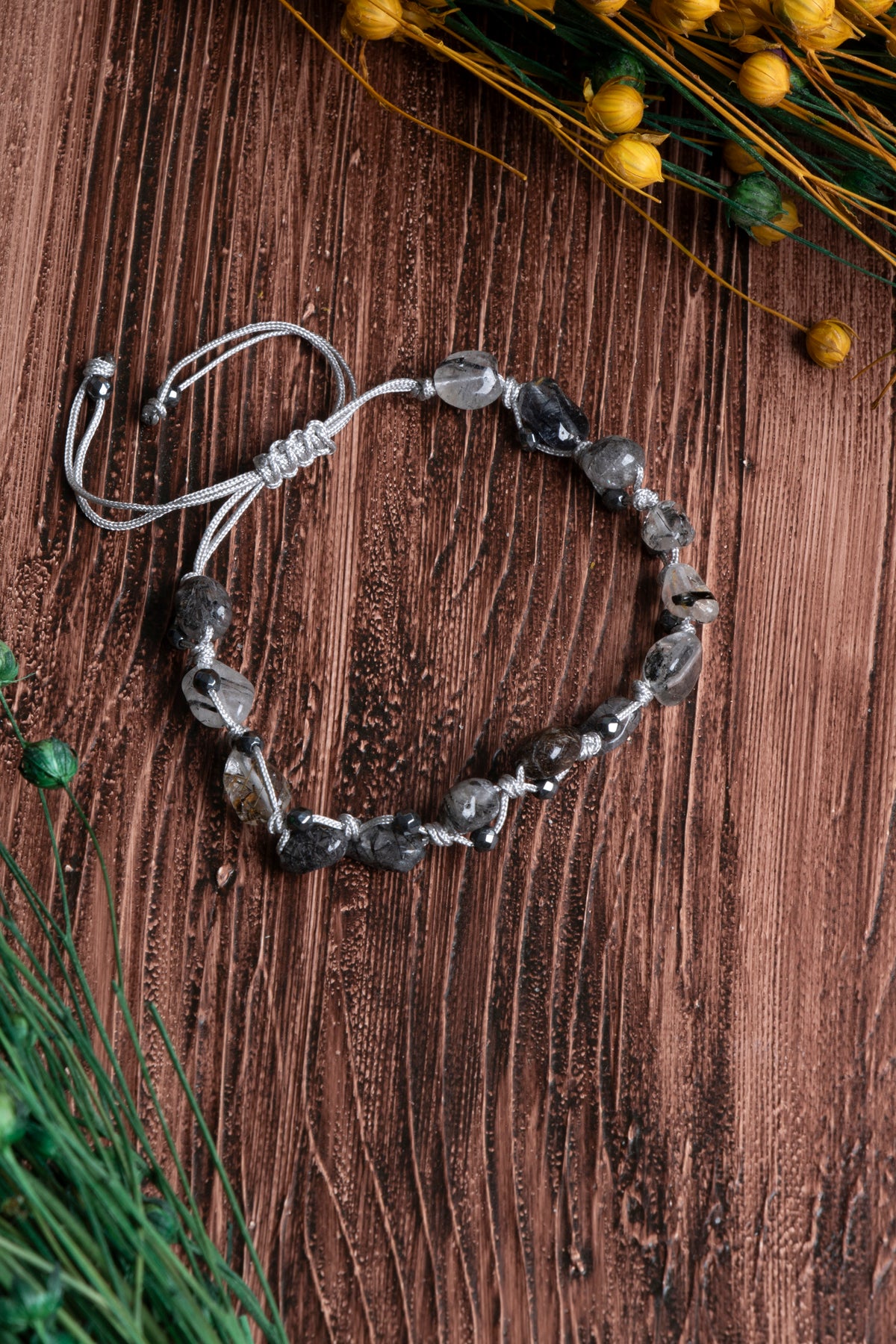 Image of Orijinal Sertifikalı Rutilli Kuvars Doğal Taş Makrome Bileklik