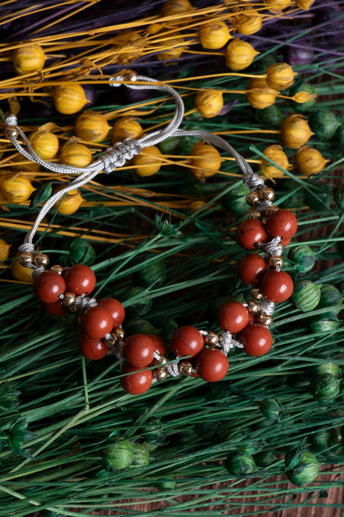 Image of Orijinal Sertifikalı Jasper Doğal Taş Makrome Bileklik