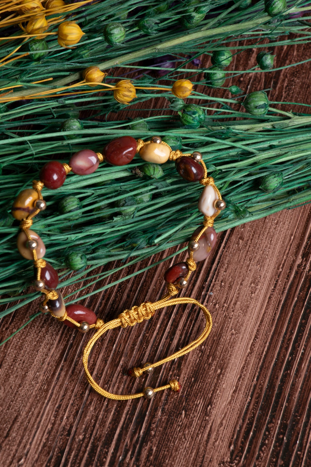 Image of Orijinal Sertifikalı Jasper Doğal Taş Makrome Bileklik