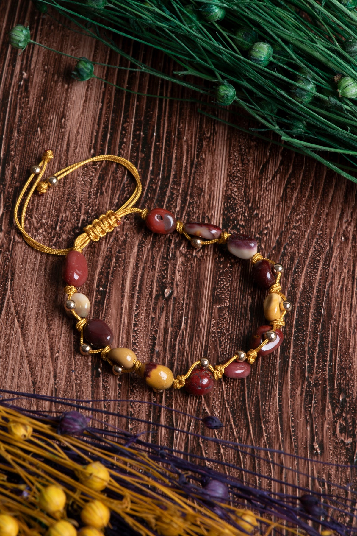 Image of Orijinal Sertifikalı Jasper Doğal Taş Makrome Bileklik