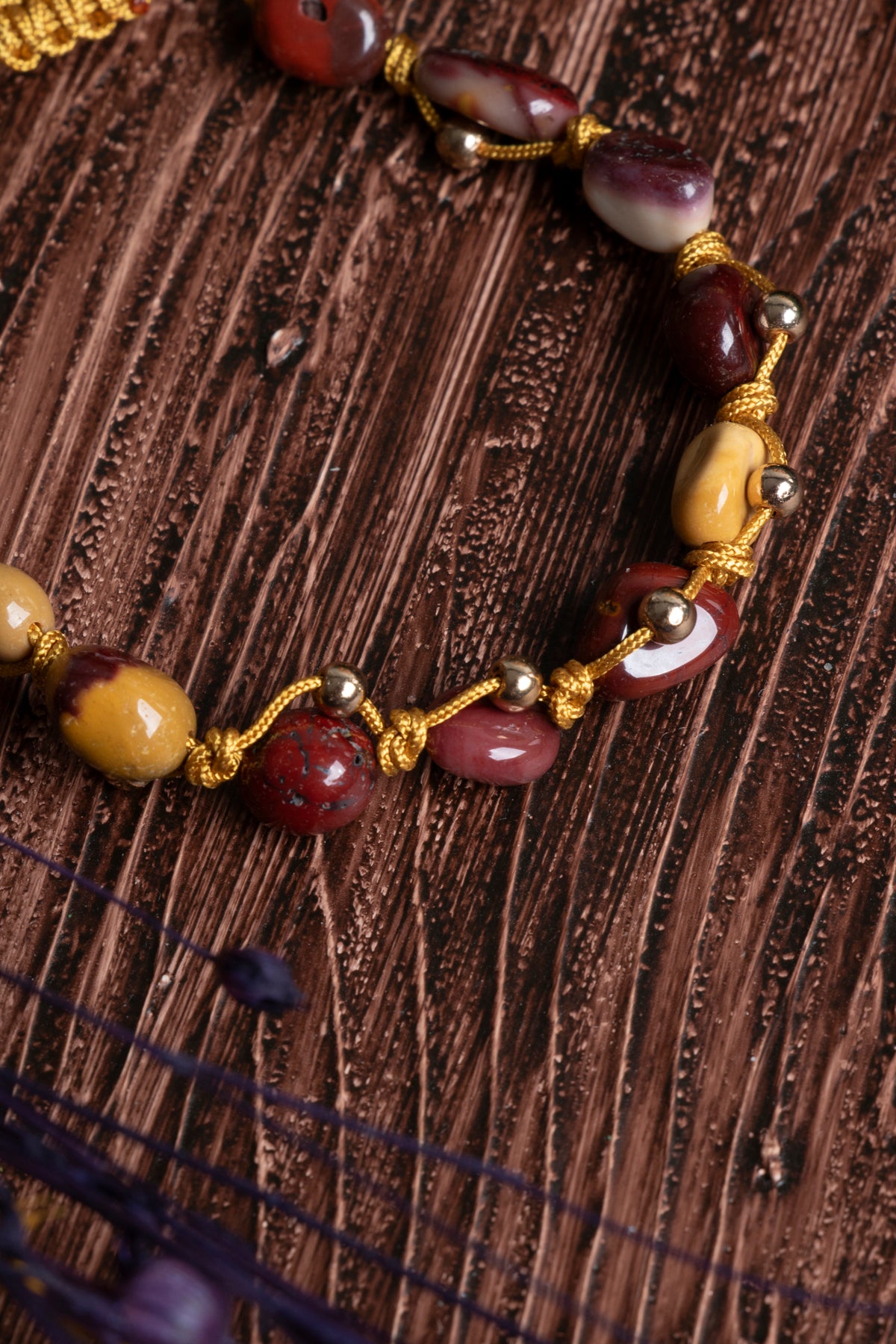 Image of Orijinal Sertifikalı Jasper Doğal Taş Makrome Bileklik