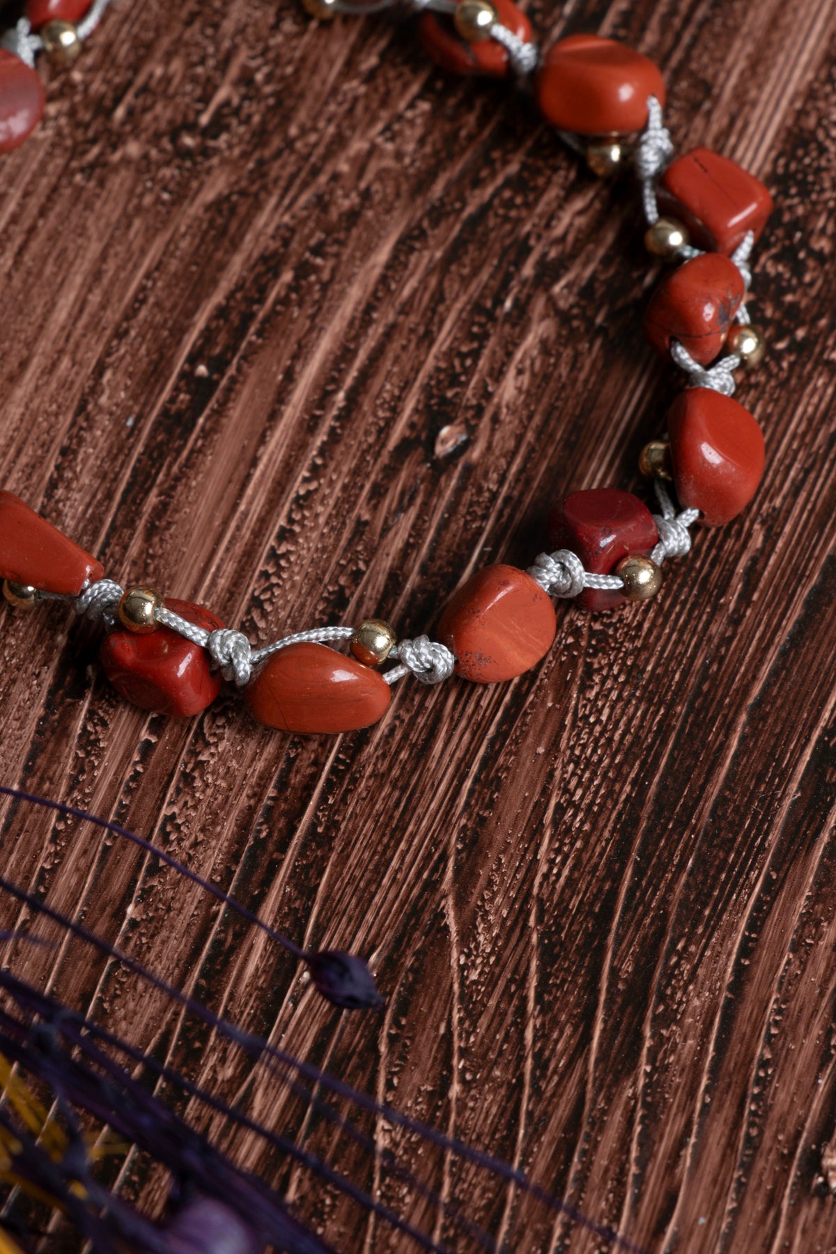 Image of Orijinal Sertifikalı Jasper Hematit Doğal Taş Makrome Bileklik