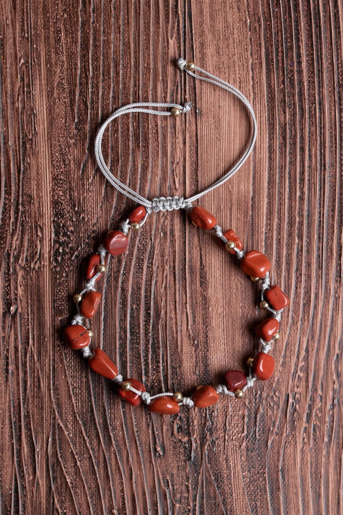 Image of Orijinal Sertifikalı Jasper Hematit Doğal Taş Makrome Bileklik