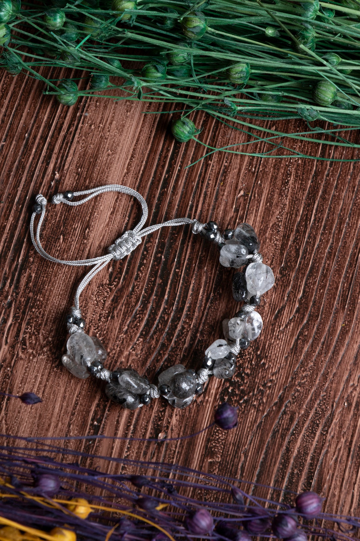 Image of Orijinal Sertifikalı Rutilli Kuvars Doğal Taş Makrome Bileklik