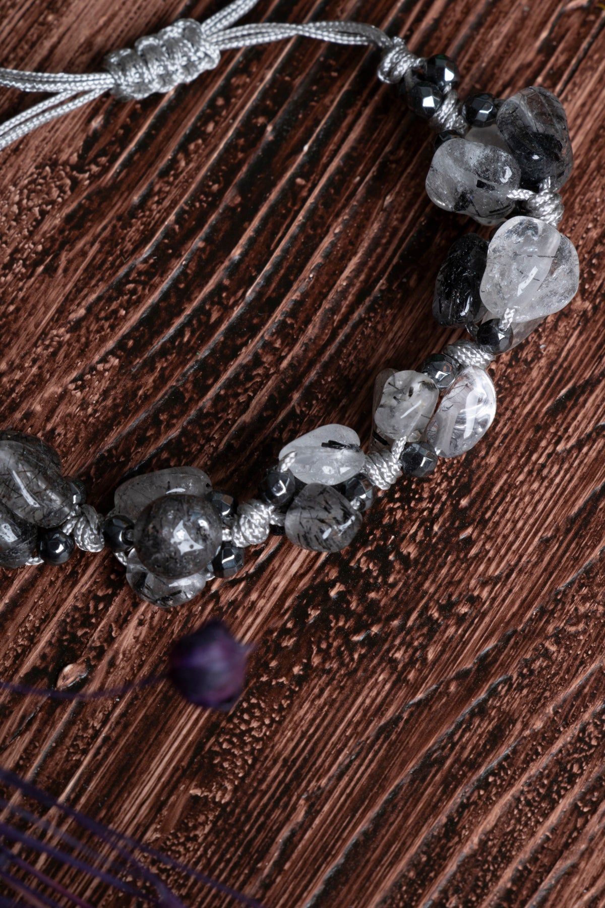 Image of Orijinal Sertifikalı Rutilli Kuvars Doğal Taş Makrome Bileklik