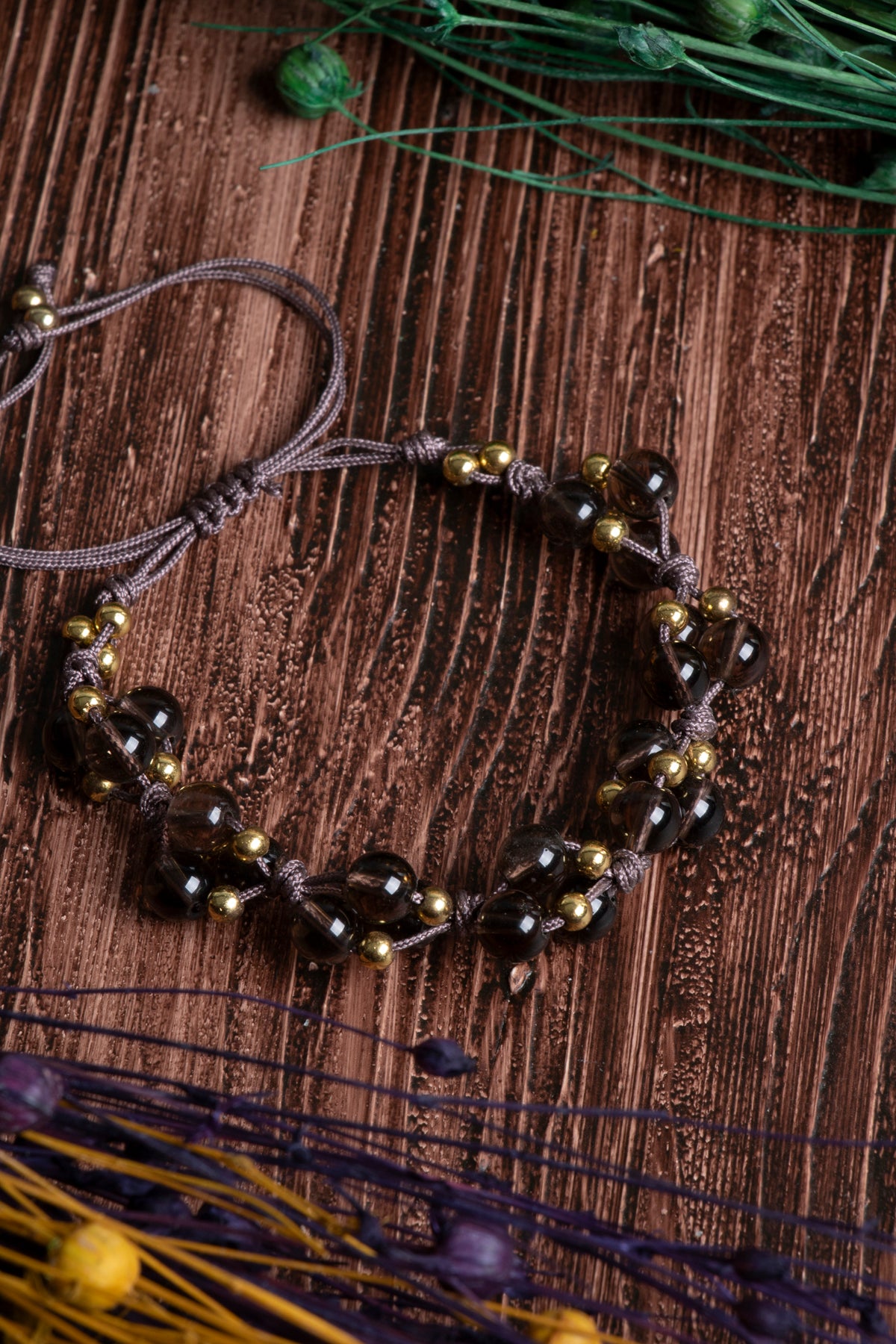 Image of Orijinal Sertifikalı Dumanlı Kuvars Doğal Taş Makrome Bileklik