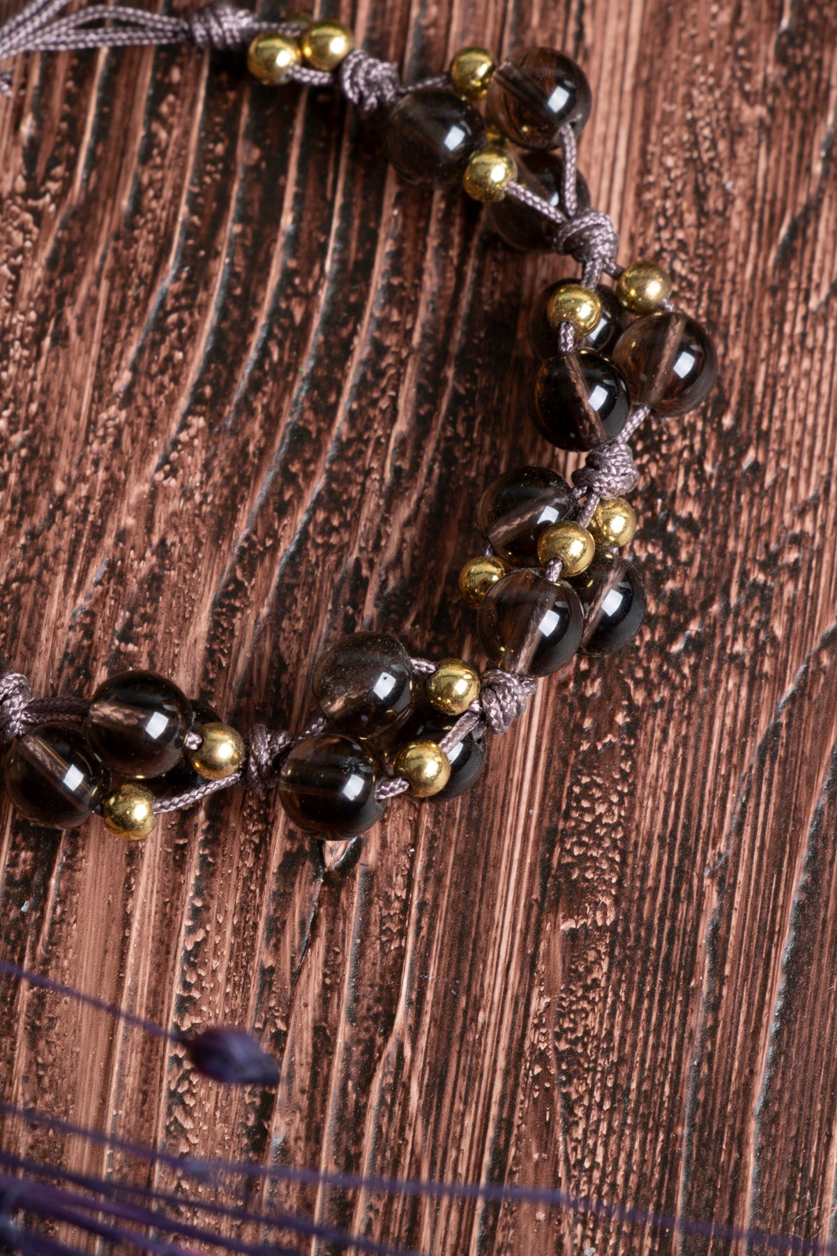 Image of Orijinal Sertifikalı Dumanlı Kuvars Doğal Taş Makrome Bileklik