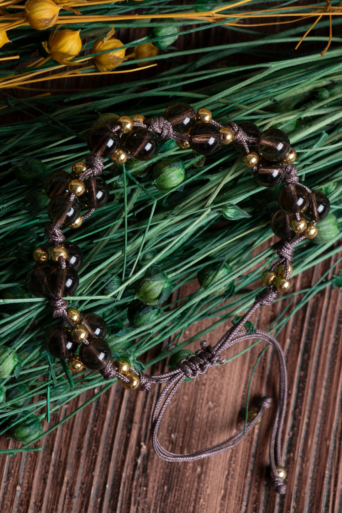 Image of Orijinal Sertifikalı Dumanlı Kuvars Doğal Taş Makrome Bileklik