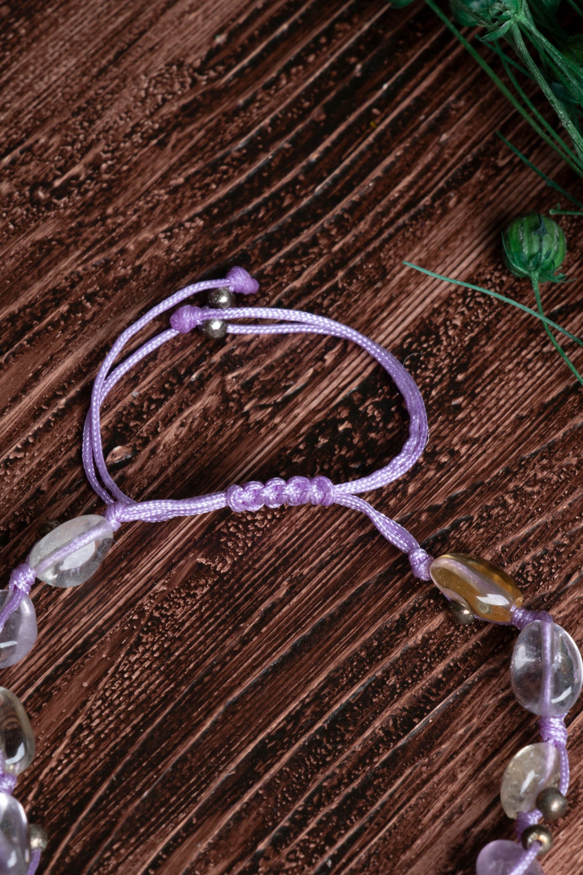 Image of Orijinal Sertifikalı Ametrin Doğal Taş Makrome Bileklik