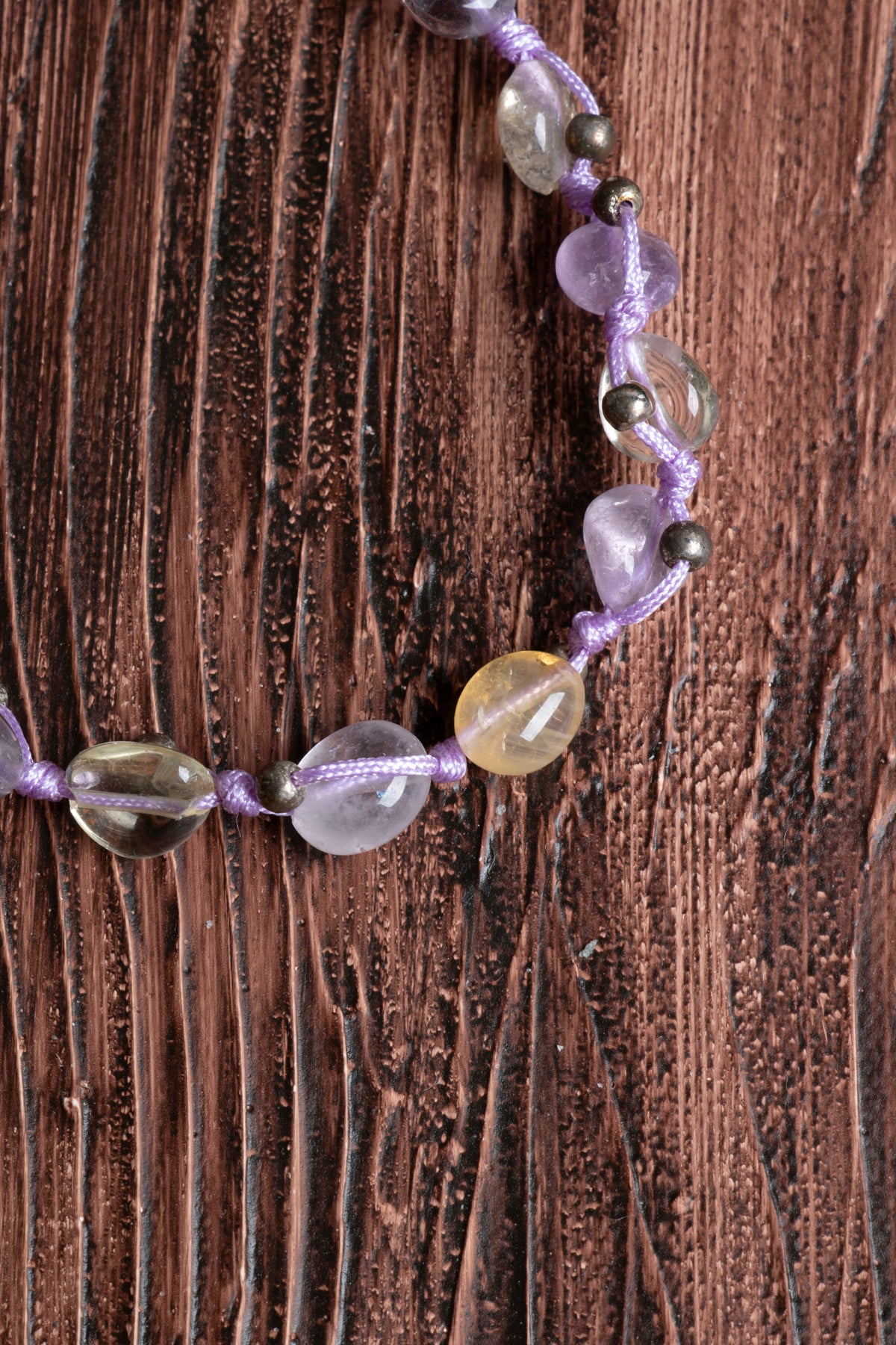 Image of Orijinal Sertifikalı Ametrin Doğal Taş Makrome Bileklik