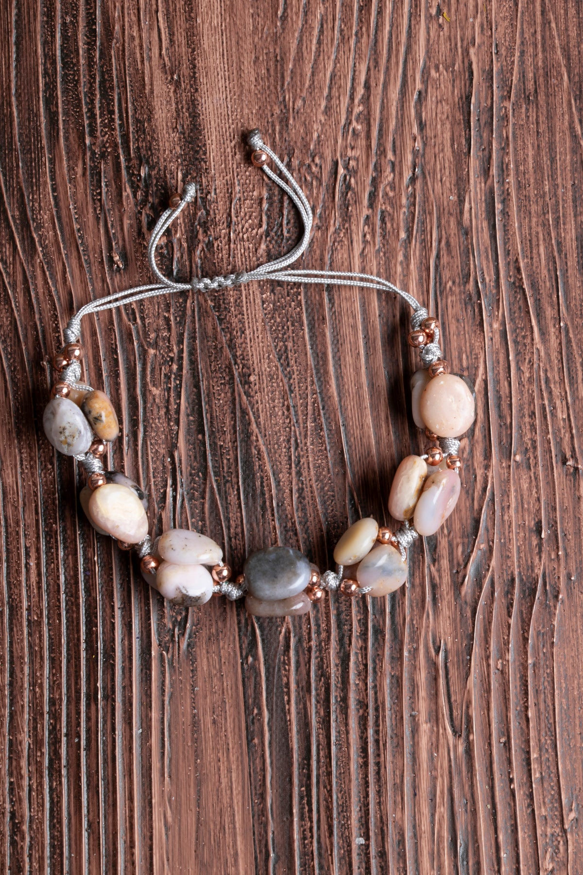 Image of Orijinal Sertifikalı Pembe Opal Doğal Taş Makrome Bileklik