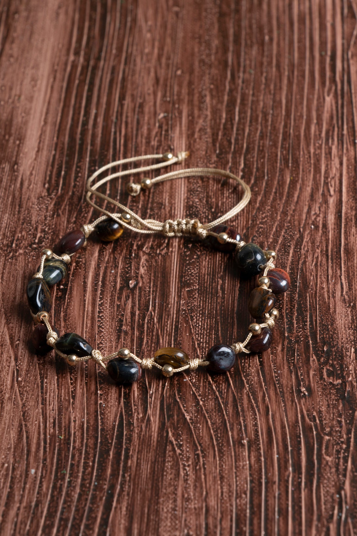 Image of Orijinal Sertifikalı Kaplan Gözü Doğal Taş Makrome Bileklik