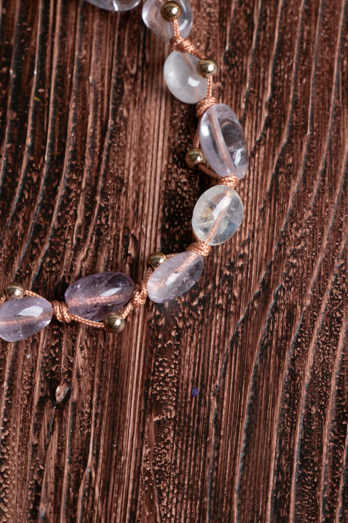 Image of Orijinal Sertifikalı Ametrin Doğal Taş Makrome Bileklik