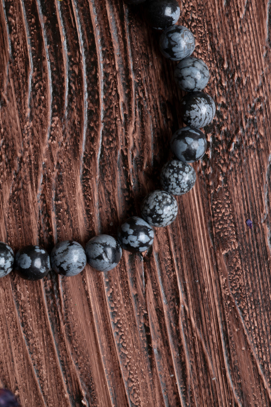 Orijinal Sertifikalı Obsidyen (6 mm) Doğal Taş Makrome Bileklik