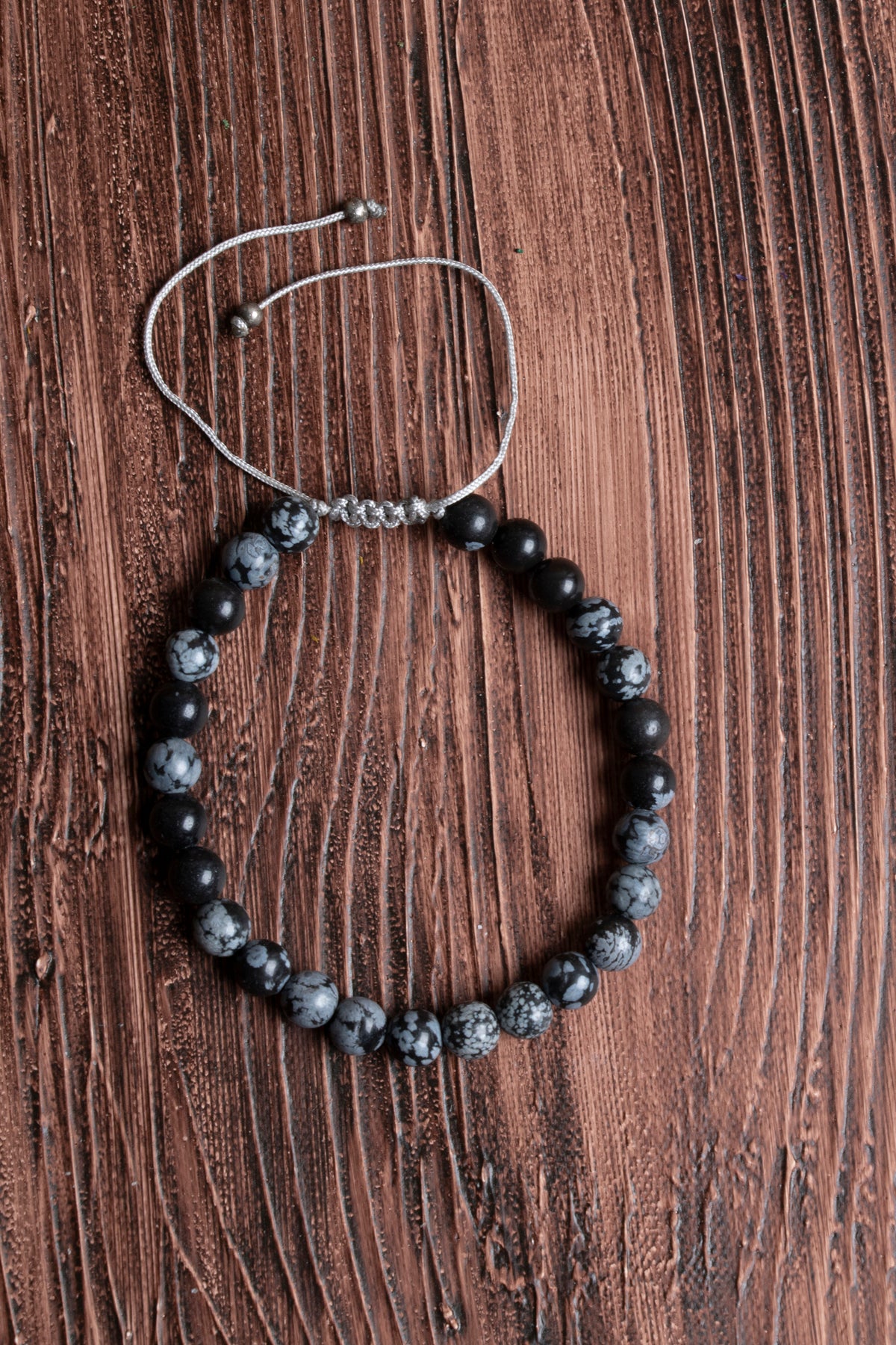 Image of Orijinal Sertifikalı Obsidyen (6 mm) Doğal Taş Makrome Bileklik