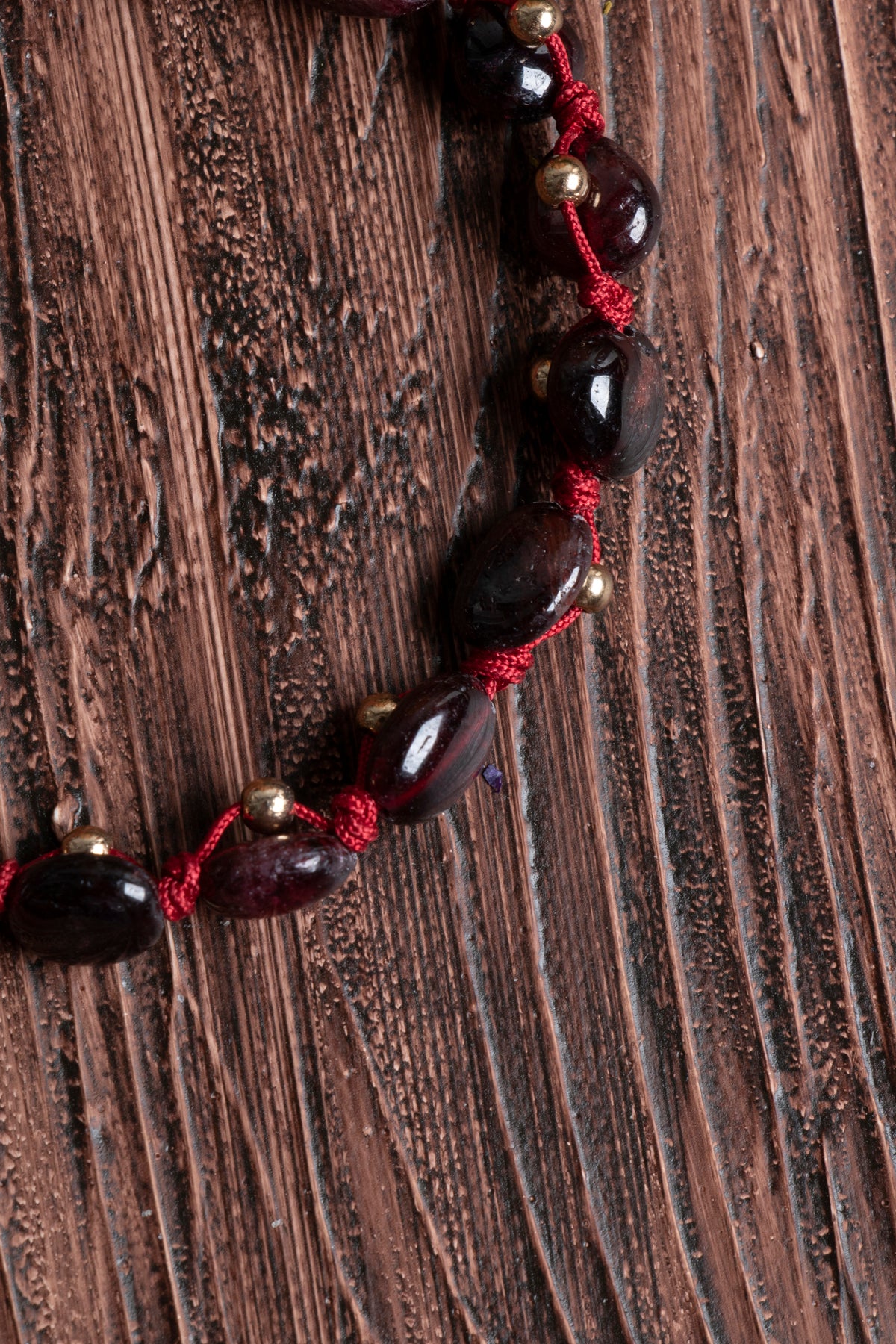 Image of Orijinal Sertifikalı Lal Granat Doğal Taş Makrome Bileklik