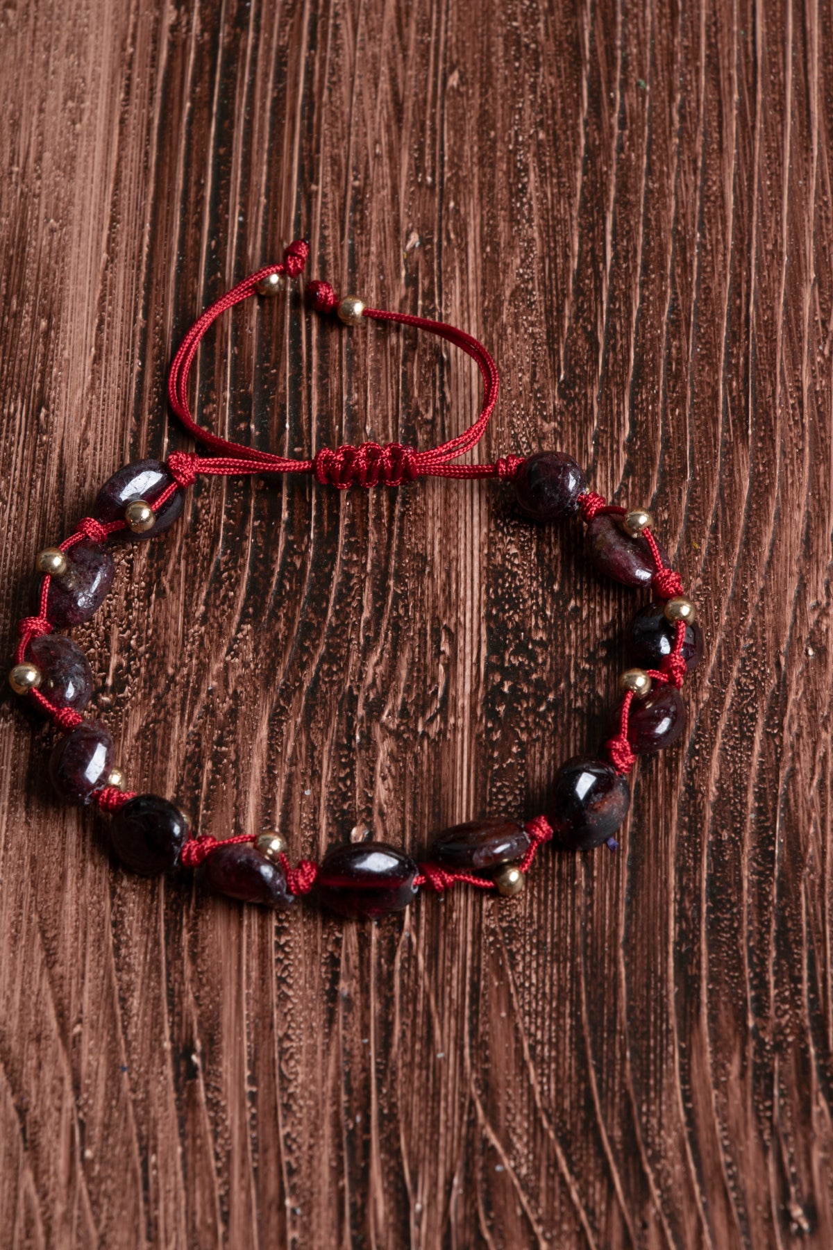 Image of Orijinal Sertifikalı Lal Granat Doğal Taş Makrome Bileklik