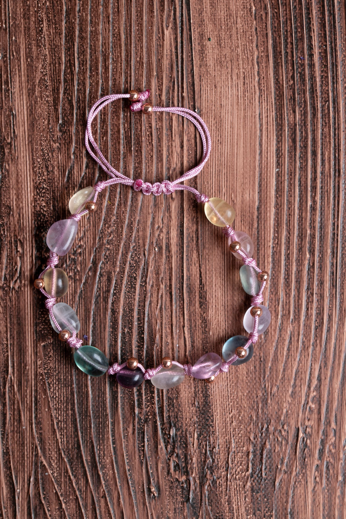 Image of Orijinal Sertifikalı Florit Doğal Taş Makrome Bileklik