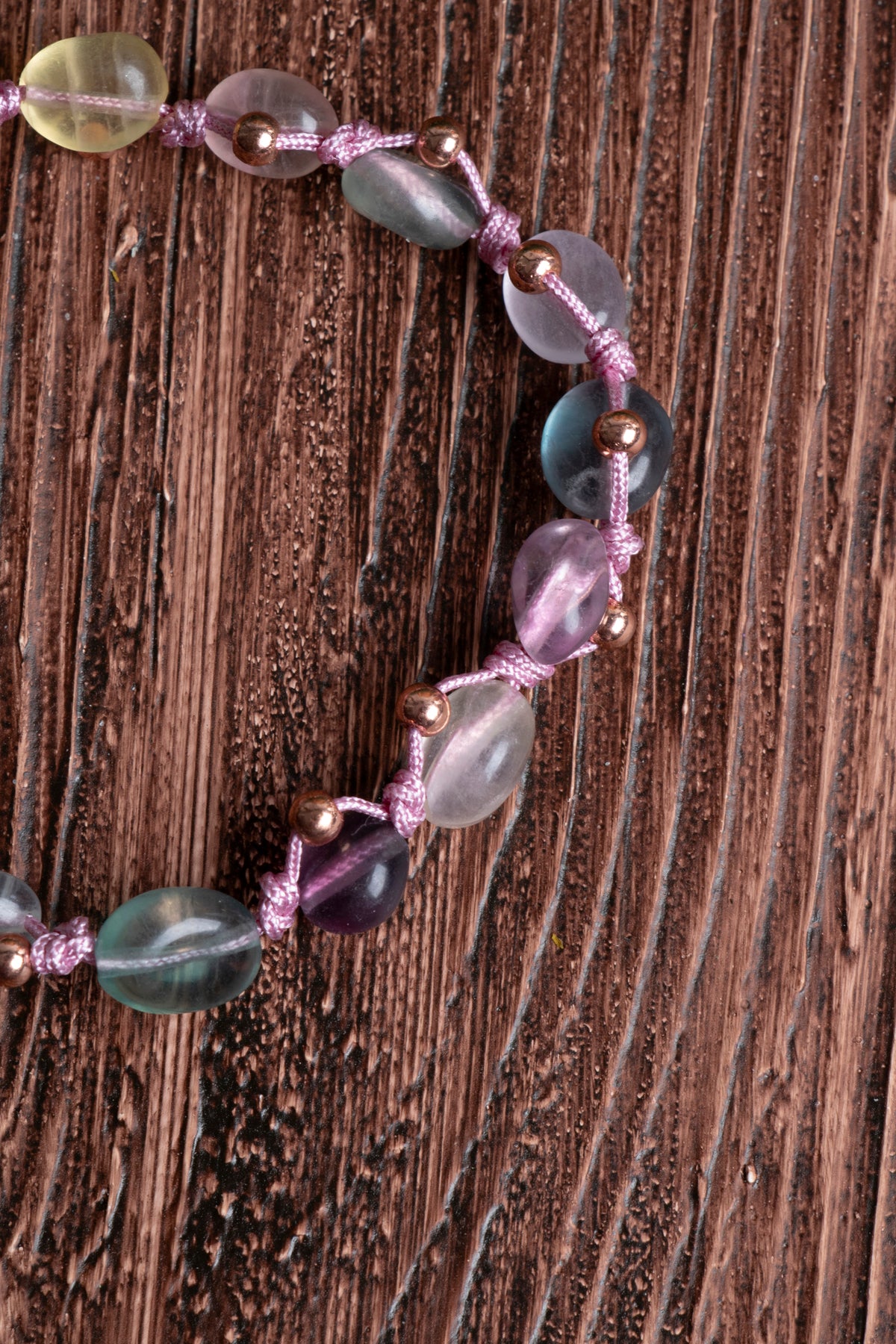 Image of Orijinal Sertifikalı Florit Doğal Taş Makrome Bileklik