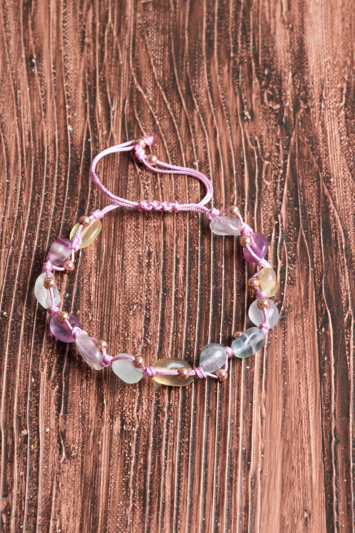 Image of Orijinal Sertifikalı Florit Doğal Taş Makrome Bileklik