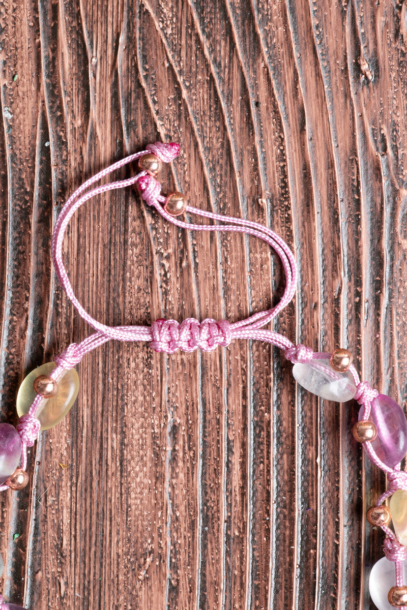 Image of Orijinal Sertifikalı Florit Doğal Taş Makrome Bileklik